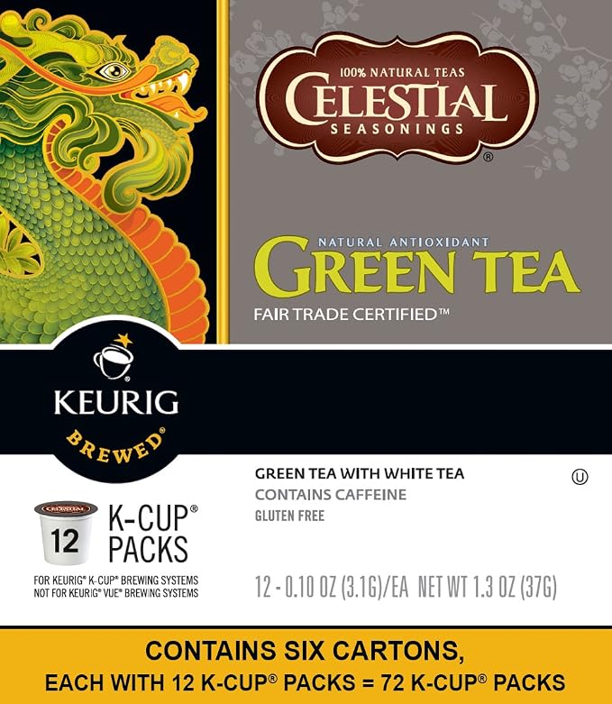 Celestial Seasonings Green Tea, Single-Serve Keurig K-Cup Pods, 72 Count