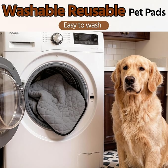 Washable Dog Pee Pads, Waterproof Training Mat,Small | Size:18x24inch(2 Pack),Super Absorbent(Four-Layer Design),Reusable Potty Playpen Mat,Washable Pet Pads,Non-Slip Puppy Pads