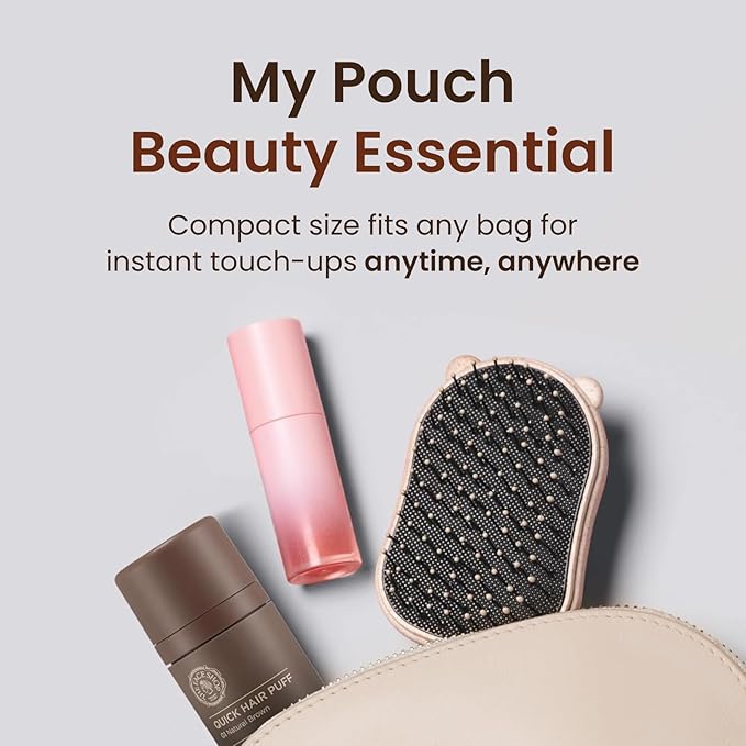 The Face Shop Quick Hair Puff - Natural Brown - Root Touch Up Hair Color, Hairline Powder Conceals Hair Loss, Hair Topper for Women & Men - Hair Fibers for Thinning Hair, Root Cover Up, Gray Concealer
