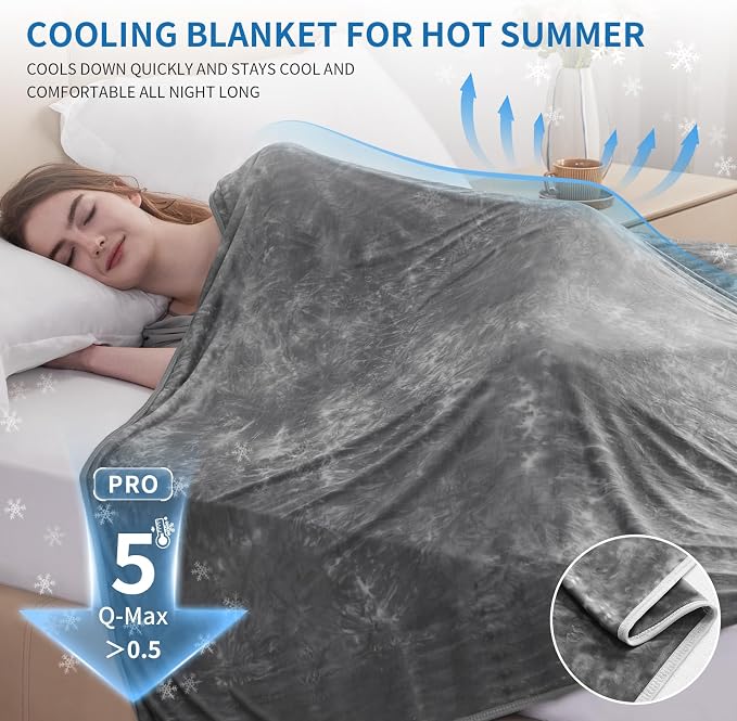 Guohaoi Cooling Blanket for Hot Sleepers and Night Sweats 50"x70" Twin Size | Arc-Chill Q-Max >0.5 Cool Fiber,100% Oeko-Tex Certified Lightweight Summer Blanket for Travel/Outdoor Ultra Cold Breathable