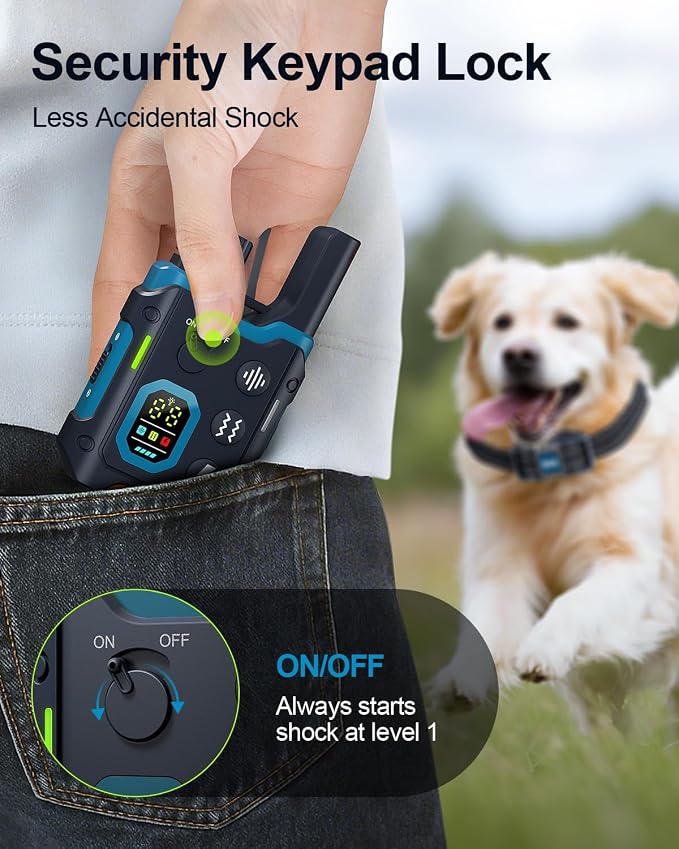 Dog Shock Collar - 3300FT Dog Training Collar with Remote Innovative IPX7 Waterproof with 3 Training Modes, Rechargeable E-Collar for All Breeds (Blue)