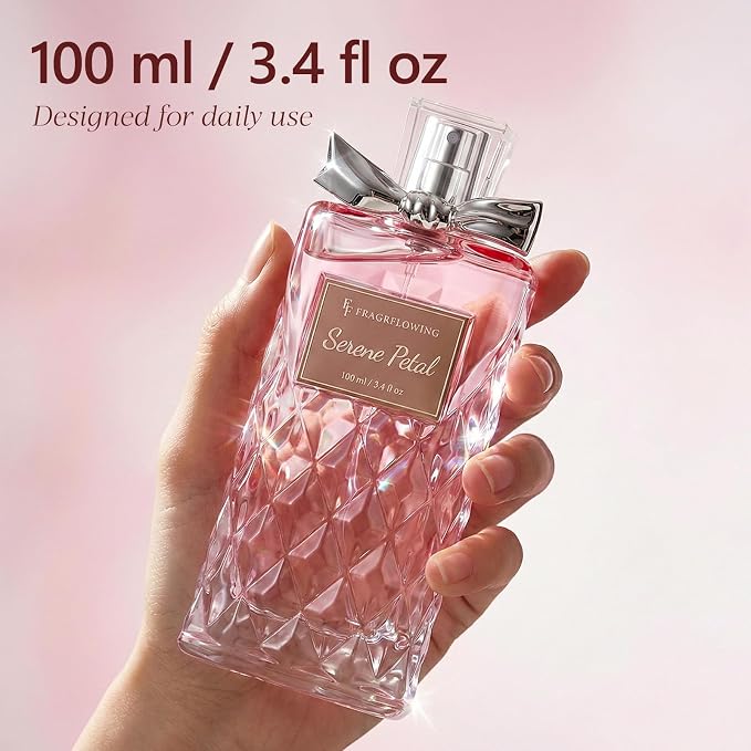 Perfume for Women, Alcohol-Free Long Lasting Fresh Floral Fragrance, Light & Soft Scent with Jasmine, Peony & Lemon, Sandalwood & Musk Base, 100ml / 3.4 fl oz, Gift for Women & Moms (Serene Petal)