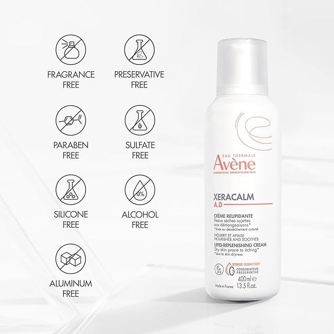 Avène XeraCalm A.D Lipid-Replenishing Cream, Atopic Dermatitis, Eczema-Prone Skin, For Dry, Itchy Skin, Restore Skin barrier, For Infants, Children & Adults, No Preservative, Fragrance-Free 6.7 Oz.