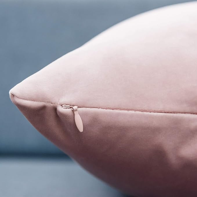 JUSPURBET 22x22 Velvet Throw Pillow Covers Set of 2 for Couch Sofa Bed,Pink | JUSPURBET Decorative Pillow Covers with Invisible Zipper for Modern Living Room Bedroom Home Decor