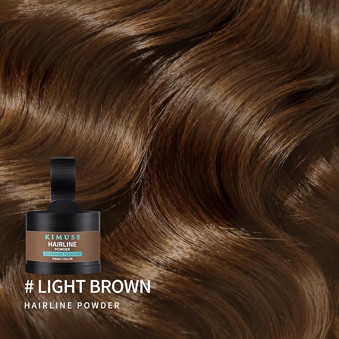 KIMUSE Hairline Powder, Root Touch Up Hair Color, Instantly Conceals Hair Loss, Bald Spot Thin Hair Powder with Dual-ended Hairline Brush for Women and Men, Transfer-proof & Sweat-proof