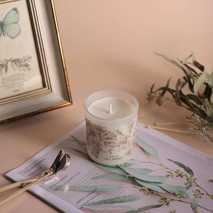 ROMIIE ZOI Scented Candle - Lily Fresh - 6oz Soy Wax Candle for Home, Gifts for Women
