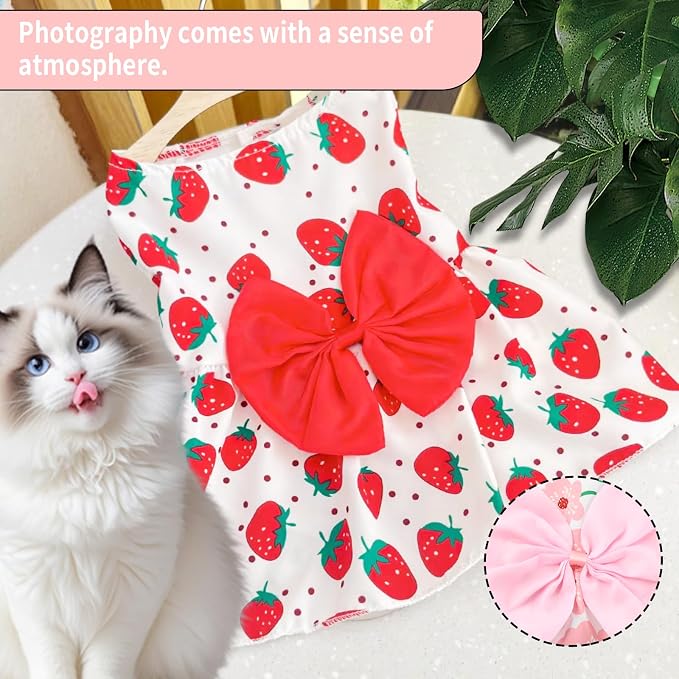 5 Pcs Dog Dresses Floral Puppy Cat Pet Dresses Dog Bowknot Dresses for Small Dogs Girls Puppy Summer Floral Skirts Outfits Cute Princess Pet Dress for Female Yorkie Cats Dogs Pets