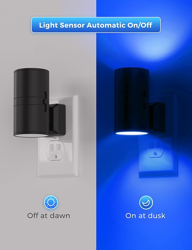 L LOHAS LED Calm Blue Night Light, Night Lights Plug into Wall, Dimmable | Nightlight with Light Sensor, LED Nightlights for Bluey Home Decor, Party, Holiday, Bathroom Bedroom Hallway Kitchen, 2 Pack