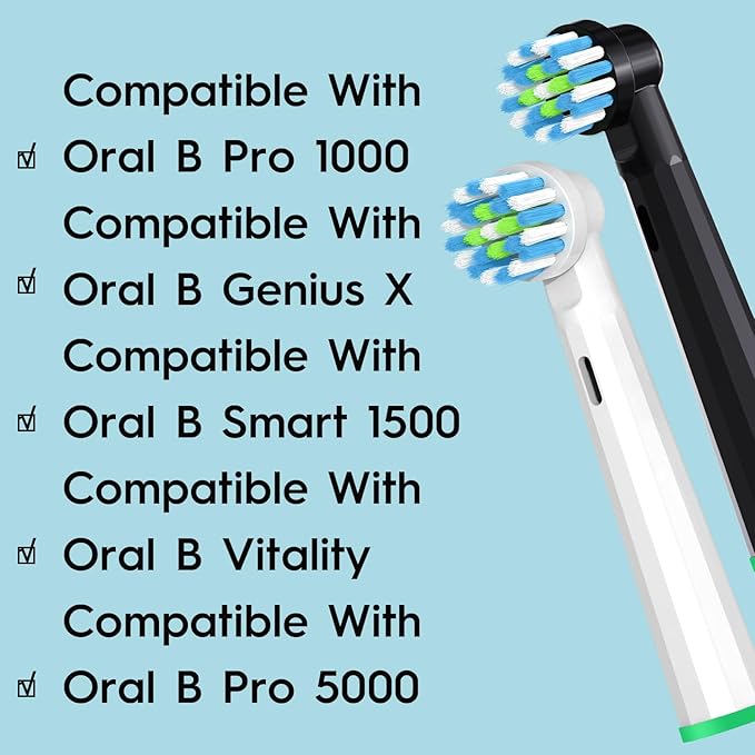 Toothbrush Heads Compatible with Oral B Braun Pro 1000/Genius X/Smart 1500 Series Electric Toothbrush, 14 Count Refills Brush Head Compatible with Oral B (White)