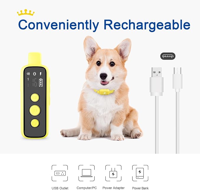 Bousnic Dog Shock Collar for 2 Dogs - (8-120lbs) Waterproof Rechargeable Electric Dog Training Collar with Remote for Small Medium Large Dogs with Beep Vibration Safe Shock Modes(Yellow)
