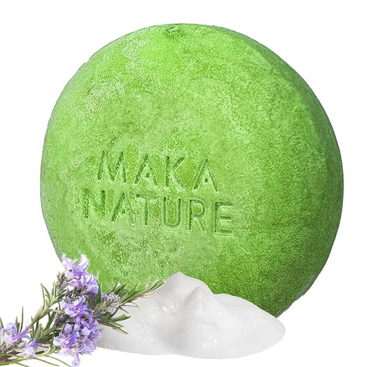 Maka Nature Low-Carbon Shampoo Bar | Korean K-Beauty Haircare with Natural Ingredients for Scalp & Hair Types | Vegan, Eco-Friendly, pH balanced, 3.35oz (Rosemary), Made in Korea