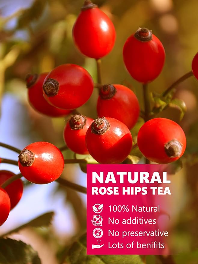 TeeLux Rose Hips Tea, Premium Rosehip Herbal Tea, Dried Whole Rose Hips, Fruity Flavor and Aroma, 150g/5.3oz