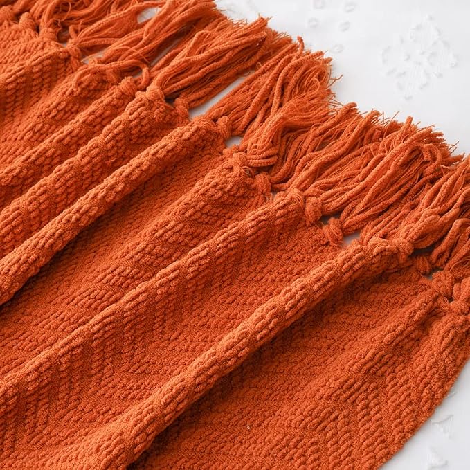 BATTILO HOME Burnt Orange Throw Blanket for Couch, 50"x60" | Halloween Throw Blanket for Home Decor, Fall Decorations for Bed, Sofa and Living Room