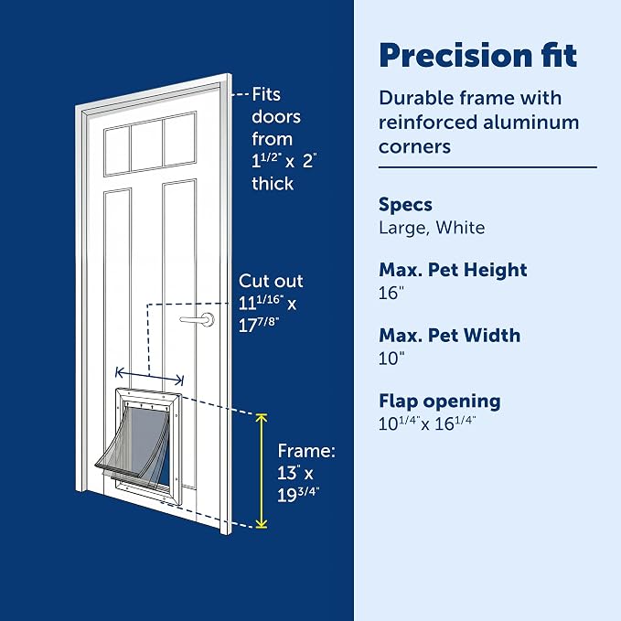 PetSafe Extreme Weather Aluminum Dog Door, 3-Flap Insulated, Large | Energy-Efficient, Blocks 3x More Thermal Loss, Reinforced Aluminum Frame, Magnetic Seal on Flap