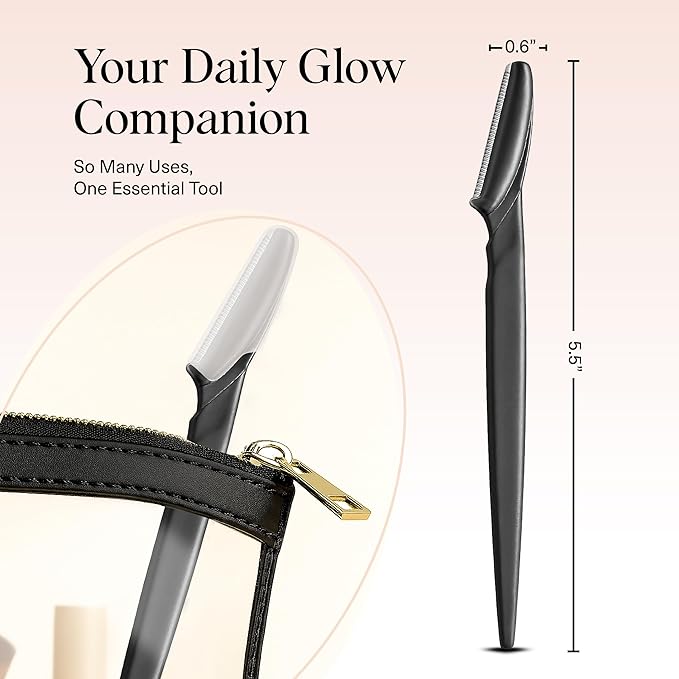 Kitsch Dermaplane Razor for Women Face – Face Razors for Women & Men, Eyebrow Trimmer & Face Shaver – Exfoliating Facial Razor & Skin Care Tool for Smoother Skin - Black, 12 pcs