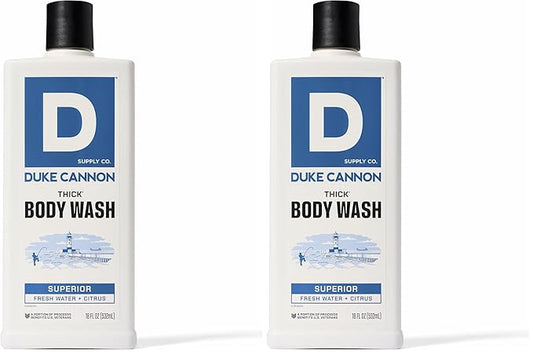 Duke Cannon Supply Co. Thick High Viscosity Body Wash – 3X Thicker, Plant-Based, Mineral-Enriched for Men – Men’s Body Scrub – Superior (Pack of 2)