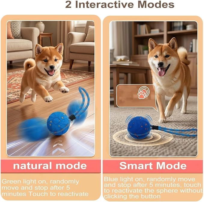 Smart Interactive Dog Toy,Smart Moving Bouncing Dogs Ball with RGB Lights, Automatic Moving, Bouncing, and Rotating,E-TPU Durable & Waterproof,for Small Medium Dogs Keep Them Busy (Type A)