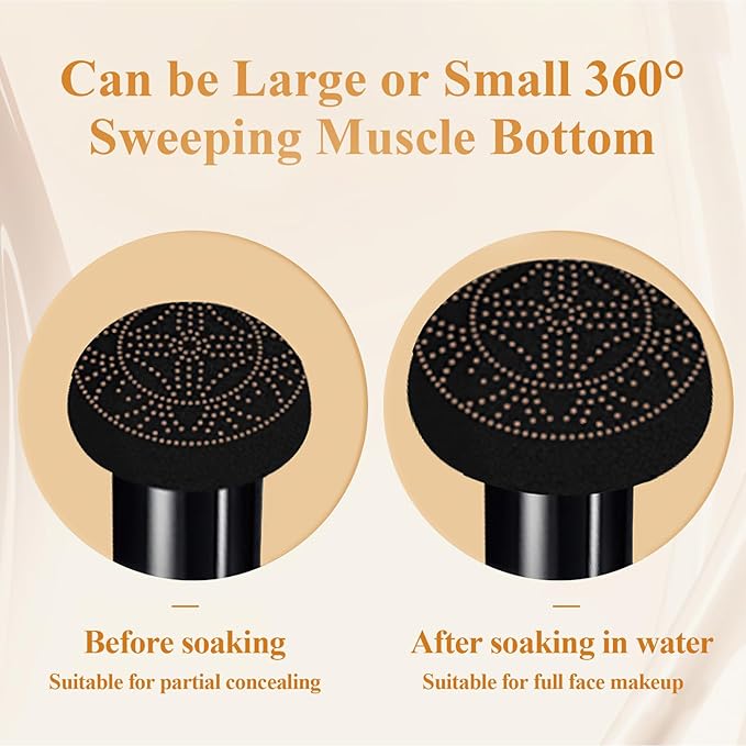 Mushroom Head Air Cushion CC Cream - Long-Lasting & Waterproof New Mushroom Head Screw Lid Concealer Makeup Base for All Skin Types, Create Natural Face Makeup (Medium Deep)