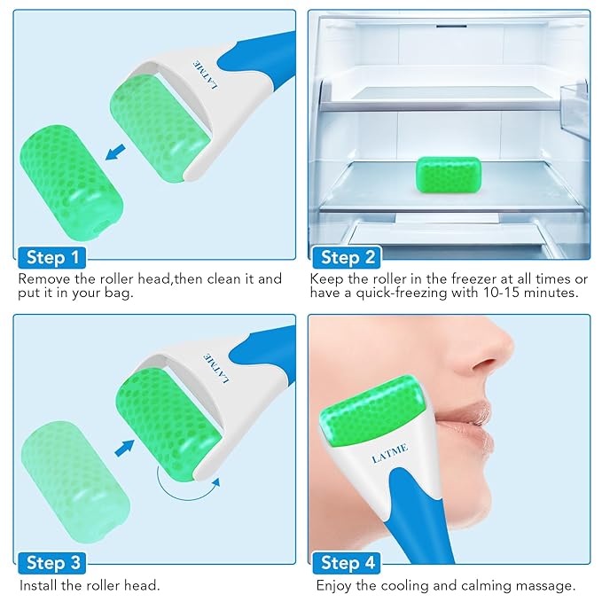 LATME Ice Roller for Face Eyes,Womens Gifts,Face Massager Roller Puffiness Migraine Pain Relief and Minor Injury (Green)