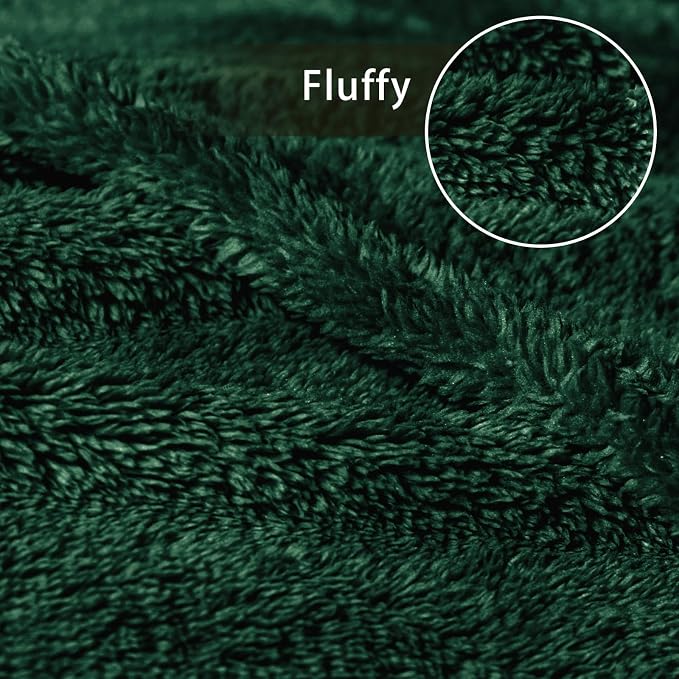 Exclusivo Mezcla Soft Plush Fleece Queen Size Blankets for Bed Living Room | Lightweight Fuzzy Fluffy Large Blanket for All Seasons, Cozy Velvet for Women Men, Machine Washable, 90"x90", Forest Green
