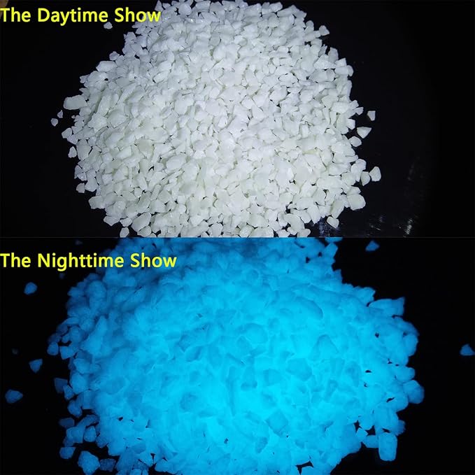 TWINKLING Glow in The Dark Crushed Glass, Broken Glass Glitter, Glow in The Dark Stones Gems Chips for DIY Resin Art Epoxy Crafts, Nail Art, Jewelry Making, Geode Painting, 1-3mm(200g) (Sky Blue)