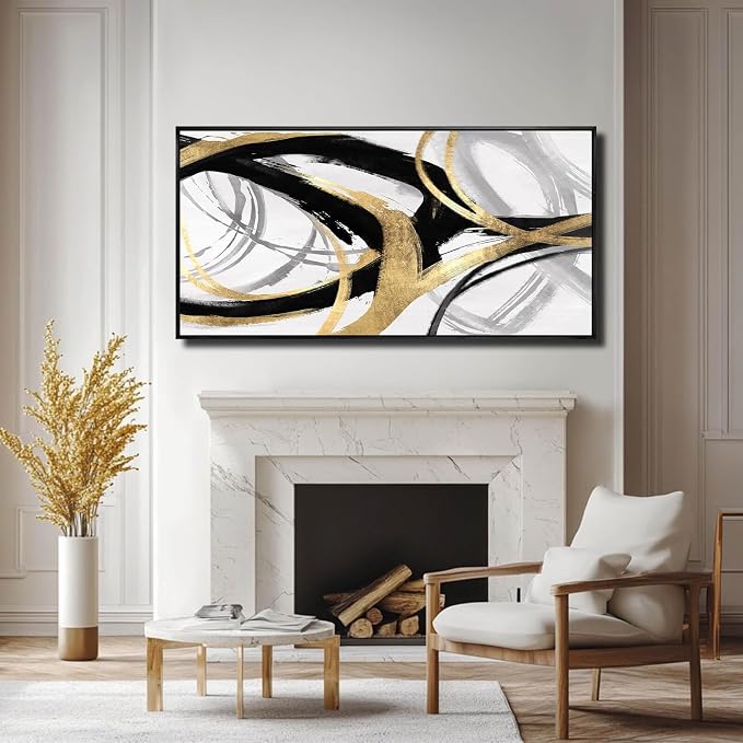Large Canvas Wall Art Room Decor Framed Wall Art Abstract Line Paintings Home Decoration for Living Bedroom Office 29"x58"