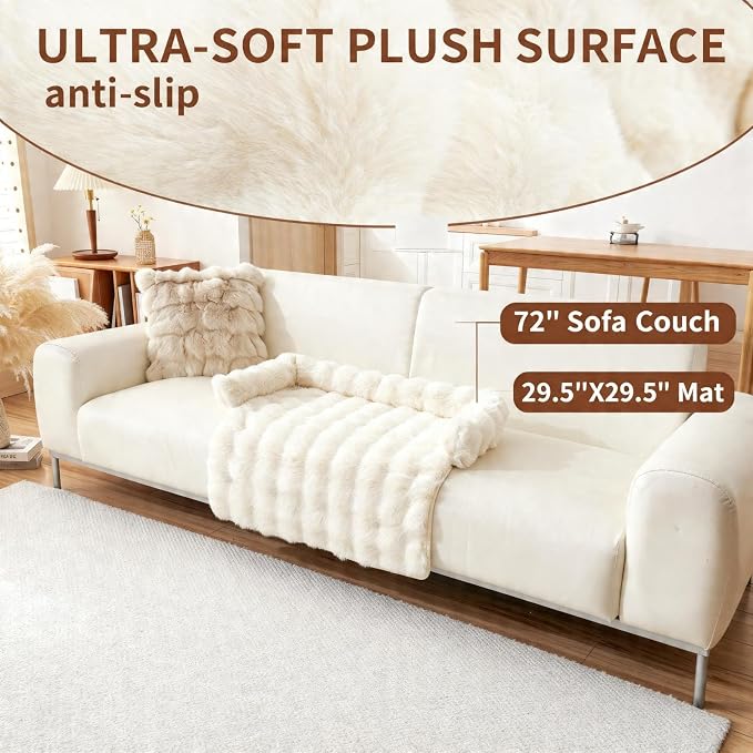 Dog Couch Bed for Dogs & Cats (29.5"x29.5"), Washable Plush Dog Bed for Couch with Bolster, Non-Slip Bottom, Furniture Protector for Sofa, Bed & Car Seat