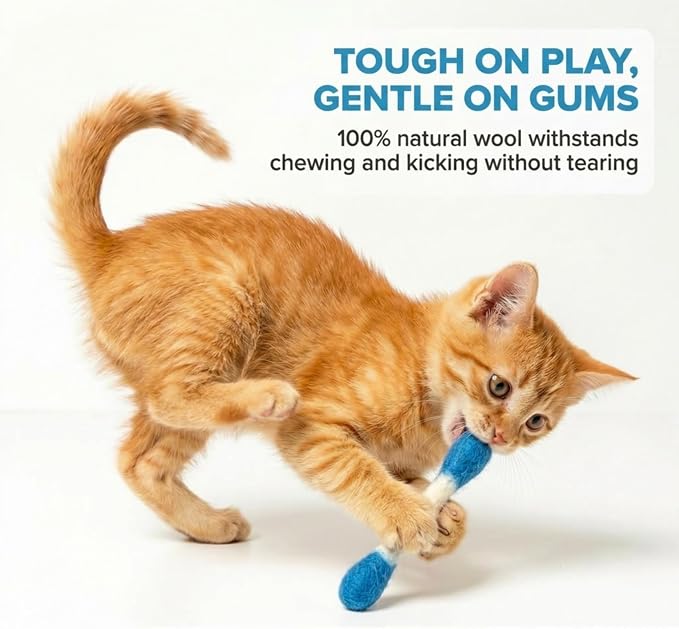 Glaciart One MINI Swabs Cat Toys with Catnip - 6 Pk | Durable for Chew, Cute Cat Toys Interactive Kitty for Boredom, Exercise, & Play | Filled w/Organic Catnip for Anxiety & as Digestive Aid