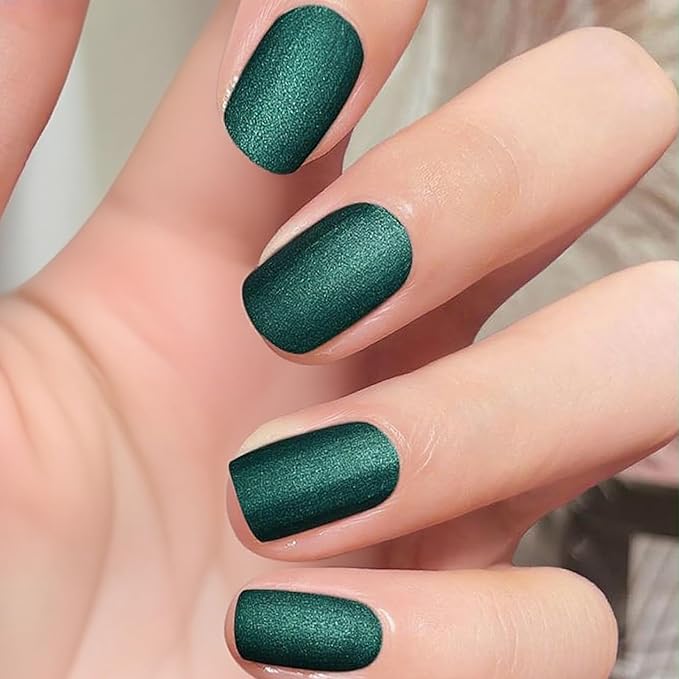 Velvet Emerald Matte Green Nail Polish - Quick Dry, Shimmery Forest