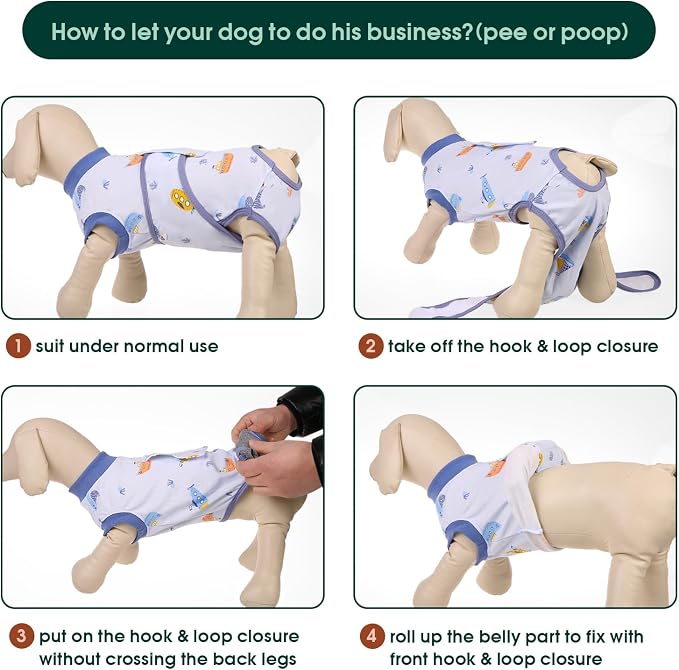 Kuoser Recovery Suit for Dogs Cats, Soft Dog Surgery Suit Female Male Spay | Professional Dog Onesie for Surgery, Substitute E-Collar & Cone, Prevent Licking Dog surgical suit Pet Neuter Suit