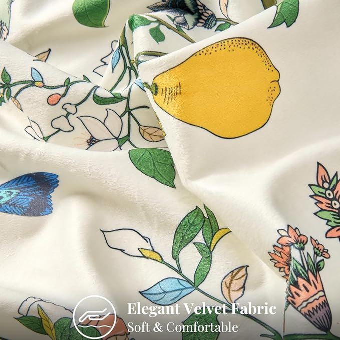 MUSSEL Ivory White Velvet Floral Decorative 16x16 Pillow Covers Set of 2 | Soft Durable and Sturdy,Bird Plant,Throw Pillows Case,Square,Colorful Modern Cushion Covers,Home Sofa Bed Couch Decor