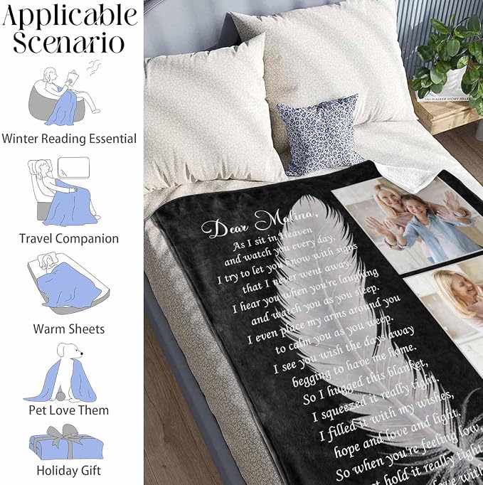 Custom Memorial Blanket with Photo - Sympathy Gift for Loss of Loved One