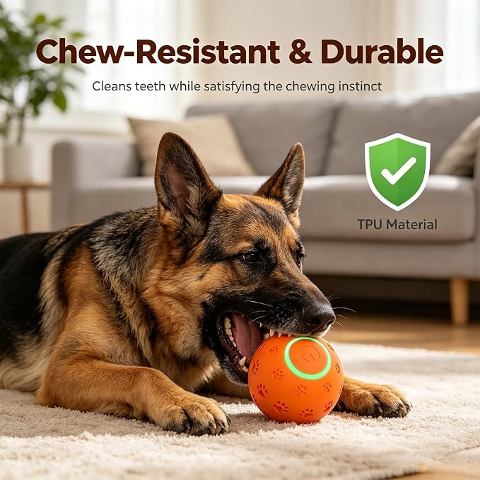 Interactive Dog toys, Smart Dog ball, E-TPU Material Automatic Moving, Bouncing, Vibrating ball Durable Duraspin Design for Aggressive Chewers.Keeps Dogs Busy and Entertained.Suitable for all dogs
