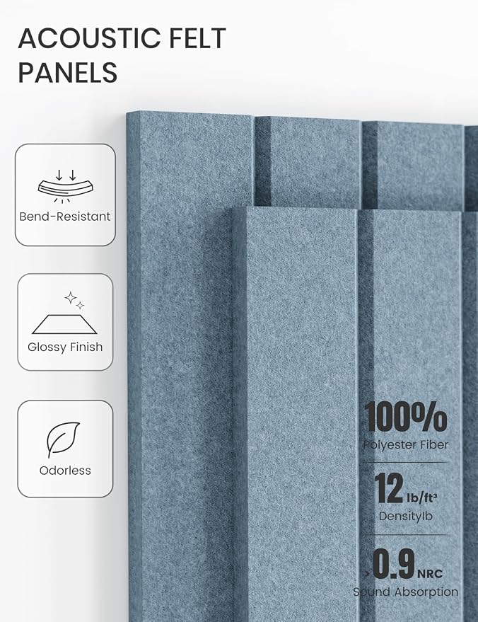 Fluxynara 48" x 36" Large Felt Bulletin Board, Dusty Blue | 12 Pack Cork Board Alternative with 60 Safe Adhesive Tabs, Felt Pin Boards for Wall Decor, Home, Office, Classroom, Dorm