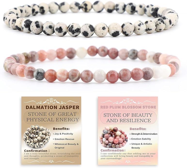 NCB 2.3-Piece 4mm Natural Crystal Gemstone Stretch Bracelets – Handmade Reiki Energy Healing Jewelry for Meditation,Yoga, Unisex