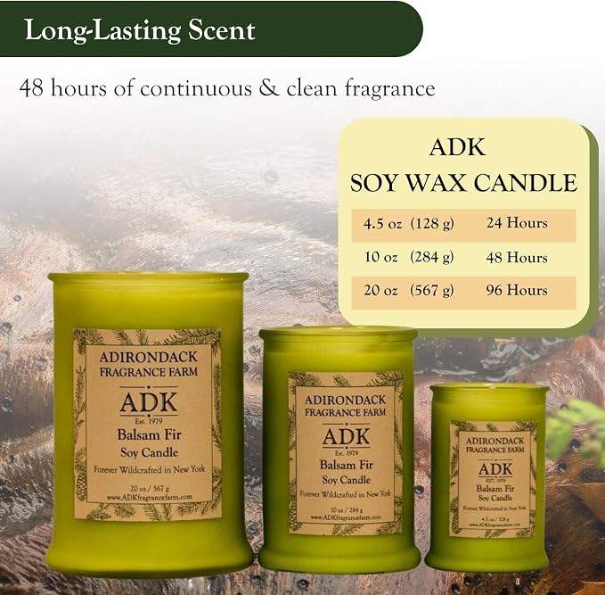 Adirondack Fragrance & Flavor Farm Balsam & Fir Scented Candle 10 Oz | Proudly Poured in The USA, Natural Aromatherapy Wax for Relaxation, Home Décor, Kitchen, Gift and Living Spaces