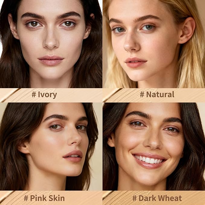 Full Coverage Foundation Stick with Contour Brush, Water Resistant & Lightweight Foundation Makeup with Beauty Sponge, Buildable Concealer Stick for Multiple Skin Tones, Daily Natural Matte Finish