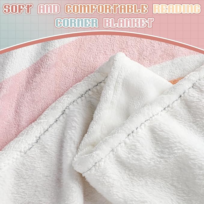 Back to School 50'' x 60'' Rainbow Read Throw Blanket Classroom | Reading Corner Decor Blanket Boho Let's Read Decor for School Reading Corner Supplies Playroom Bedroom Library