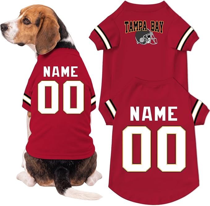 Tampa Dog Clothes Personalized Pet Jersey T-Shirt Custom Name Number
