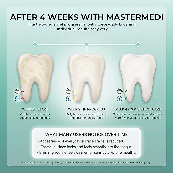 MasterMedi Nano Hydroxyapatite Toothpaste with Xylitol – Fluoride & SLS Free, Remineralizing Formula for Whitening, Sensitive Teeth, Enamel Repair & Strength, Magic Mint, 4 oz (Pack of 1)