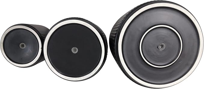 Amazon Basics Fluted Ceramic Planters for Indoor Outdoor Plants, Round Flower Pots with Drainage Hole, Set of 3, 6 inch, 8 inch, 10 inch, Black