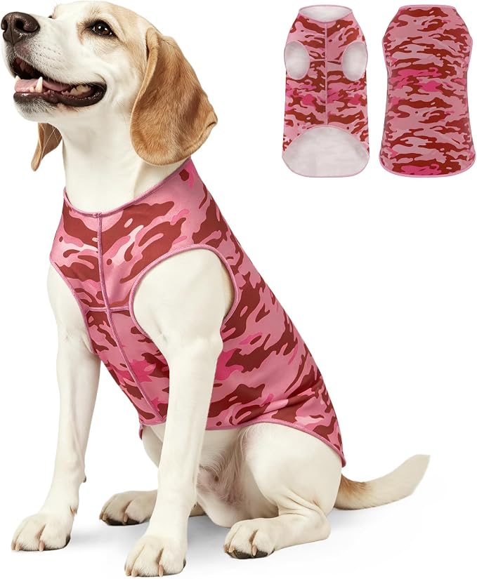 YUDODO Lightweight Dog Shirts, Stretchy Dog Tank Tops, Soft Pet Vest | Skin-Friendly, Breathable, Sleeveless, All Season Dog Clothes, For Small Medium Dogs, Pink Camo, XL