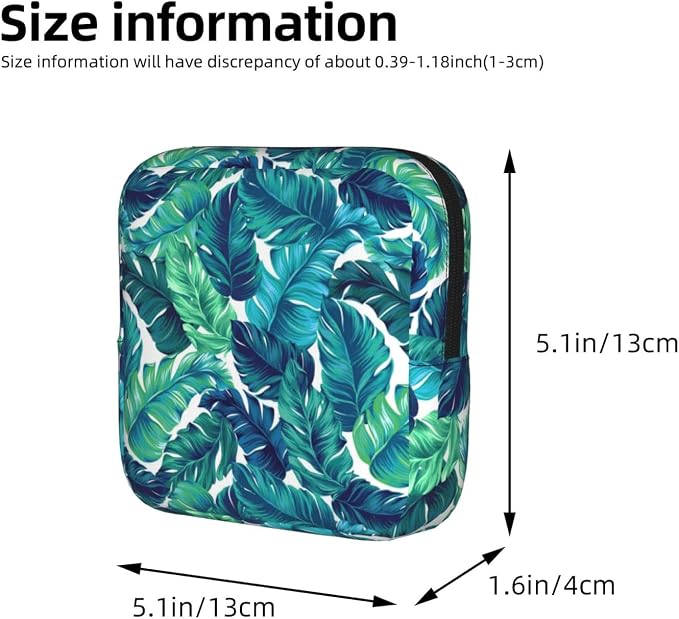 Palm Leaves Leaf Tropical Hawaii Hawaiian Summer Green Period Bag For Women,Portable Sanitary Napkin Period Pad Pouch For Purse, Small Make Up Bags