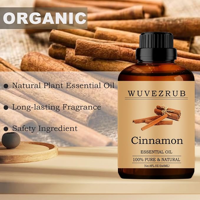 Cinnamon Essential Oils 240ML, 100% Pure and Natural Essential Oil for Aromatherapy Diffuser - 8 Fl Oz/Cinnamon