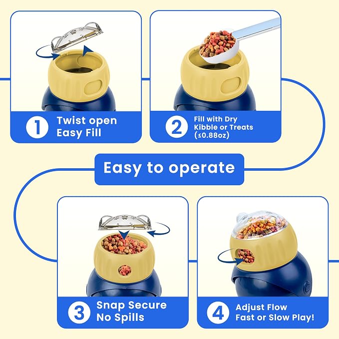 Cat Interactive Puzzle Toy, Adjustable Treat Dispenser | Cat Toys for Indoor Cats, Safe Enrichment Toy for IQ Training, Mental Stimulation, Boredom Relief, Great Gift