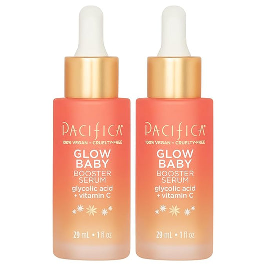 Pacifica Vitamin C Face Serum - Glow Baby Booster Facial Serum 2-PACk - Glycolic Acid - Dark Spot Corrector Anti Aging Brightening - Dermatologist Tested, Fragrance Free Clean Skin Care