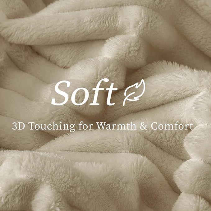 BEDELITE Ribbed Twin Blanket for Couch & Bed, Linen, 60"x80" | Ultra-Soft Plush Fleece, Cozy, Warm Yet Lightweight, Ribbed Texture, Home Decor, Machine Washable, Giftable, All-Season Use