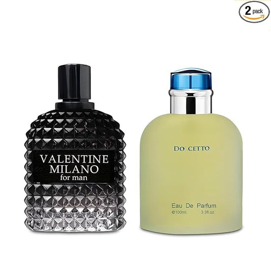 AFLUXE Valentine Milano/Docetto 2PCS Eau De Toilette for Men-Fresh, Romantic Scent Perfume for Men 3.4 Fl Oz Each Mens Cologne For All Skin Daily Used