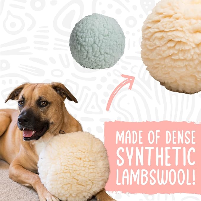 HuggleHounds Plush Ball Dog Toy - Fuzzy Round Ball Dog Toy with Soft Fleece, Durable Stuffed Plush for Small and Large Breeds - 8" HuggleFleece, Large (Pack of 3)