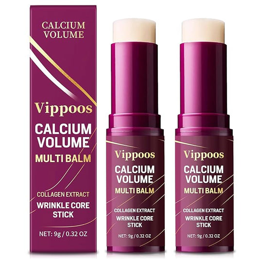Calcium Multi Balm Stick- Calcium Volume Multi Balm,Korean Collagen Hydrating Stick, Anti-aging,Hydrating Cream, Hydration, Firm skin, Suitable for Face, Eyes, Neck,non-greasy,For All Skin Types2pcs
